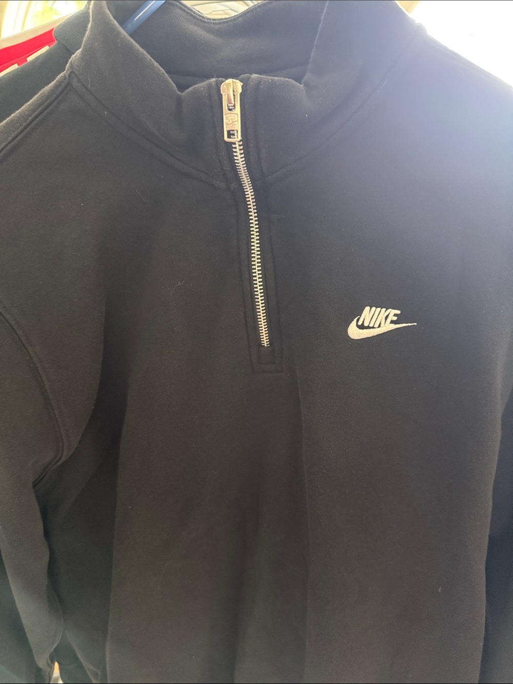 Nike Men’s Black Quarter-Zip Sweater with White Logo